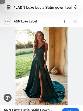 A&N Luxe Lucia Satin Gown in Teal